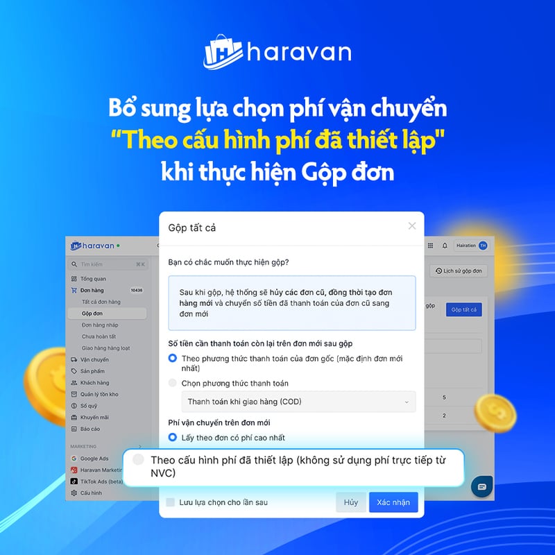 Haravan bổ sung lựa chọn phí vận chuyển “Theo cấu hình phí đã thiết lập