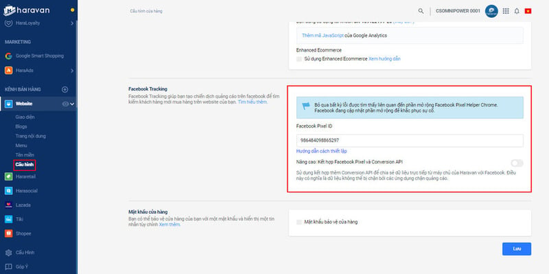 Có 2 cách để chèn Facebook Pixel vào website Haravan