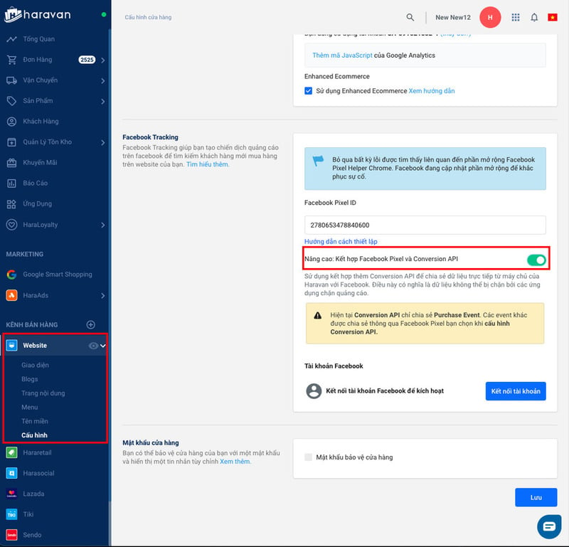 Hướng dẫn cài đặt cấu hình Conversion API vào website Haravan