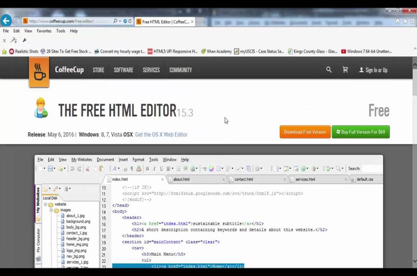 CoffeeCup Free HTML Editor là cách tạo một trang web trên Google mã hoá bằng tay