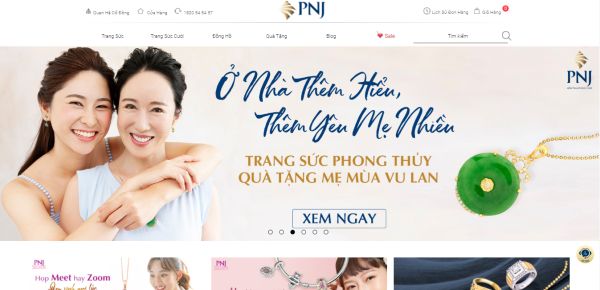 Giao diện website PNJ