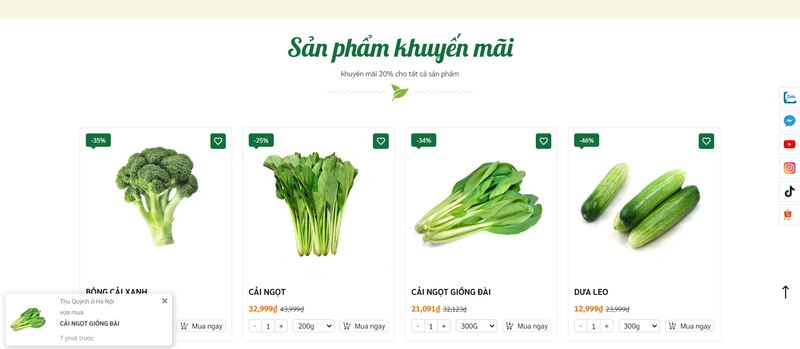 Giao diện website kinh doanh thực phẩm online tại Haravan