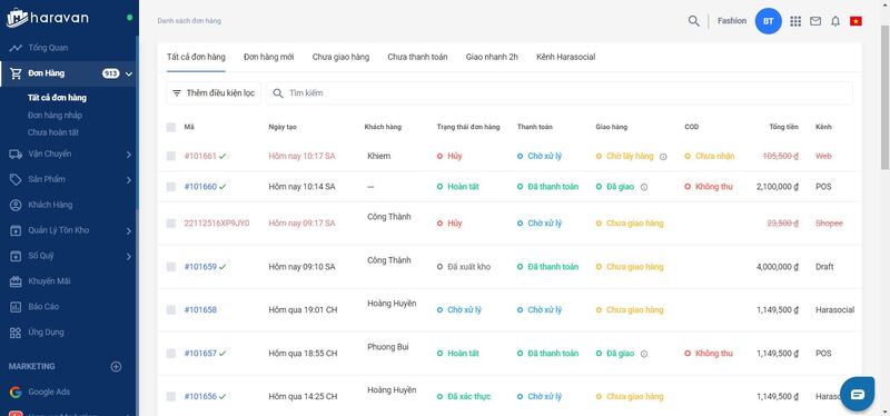 Quản lý đơn hàng trong và sau buổi live bằng phần mềm Haravan