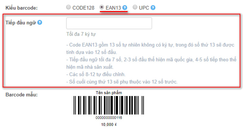 Mã Barcode EAN13