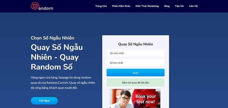 Ứng dụng quay số may mắn trực tuyến random.com.vn