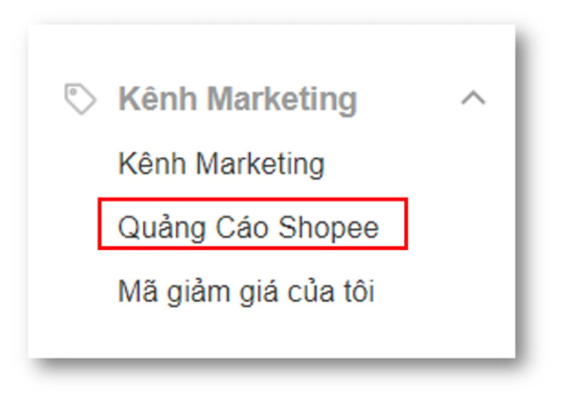 Chọn quảng cáo Shopee để bắt đầu