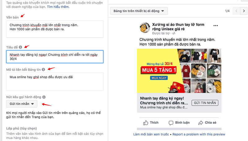 Hướng dẫn cài đặt chiến dịch quảng cáo trên Facebook Messenger