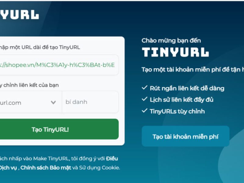 Tiny là công cụ để rút gọn link Shopee miễn phí, nhanh chóng