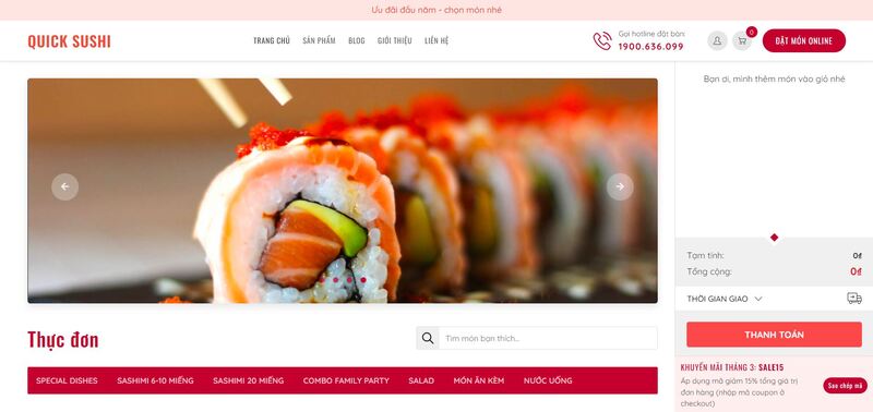 Mẫu giao diện website kinh doanh nhà hàng, quán ăn