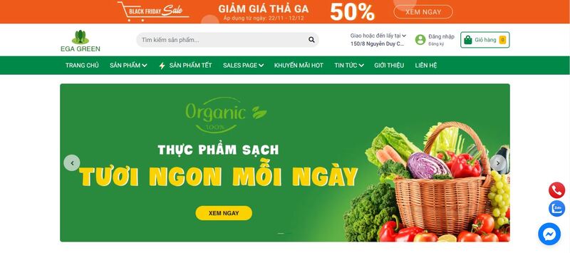 Mẫu giao diện website bán thực phẩm