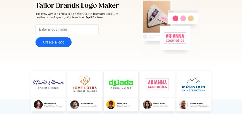 Tailor Brands – Thiết kế Logo online bằng công nghệ AI