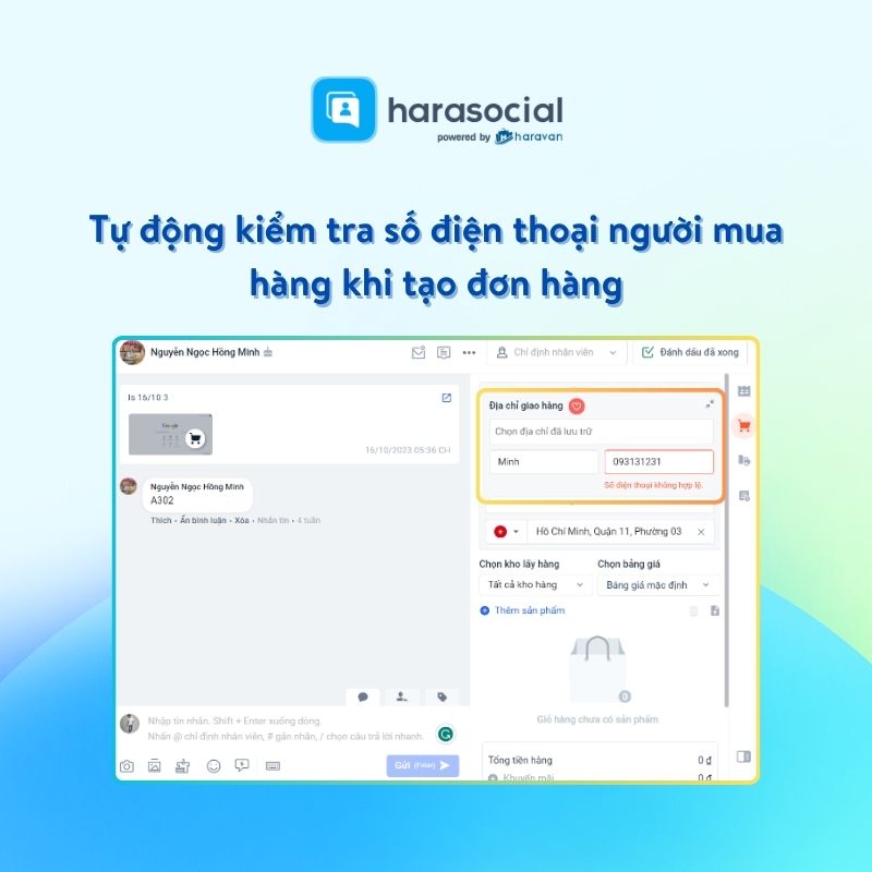 Tự động kiểm tra số điện thoại người mua hàng khi tạo đơn hàng
