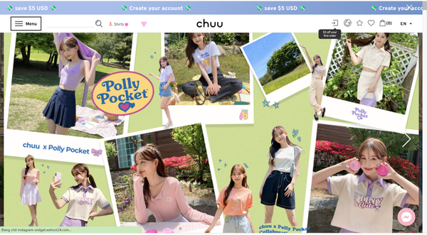 En.chuu.co.kr là một website bán quần áo dạng GIF động thu hút người mua
