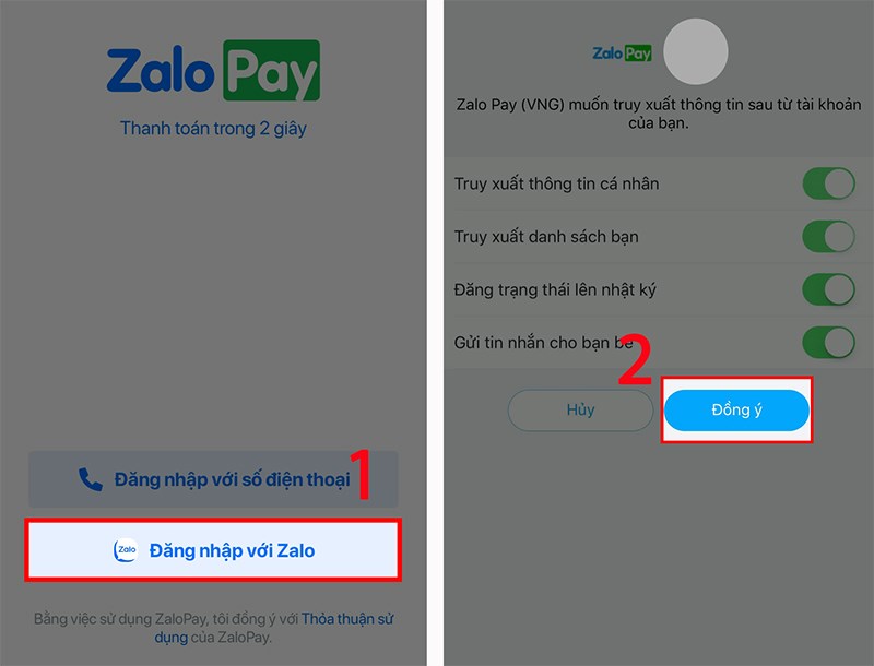 Liên kết Zalo để đăng ký tài khoản Zalo Pay