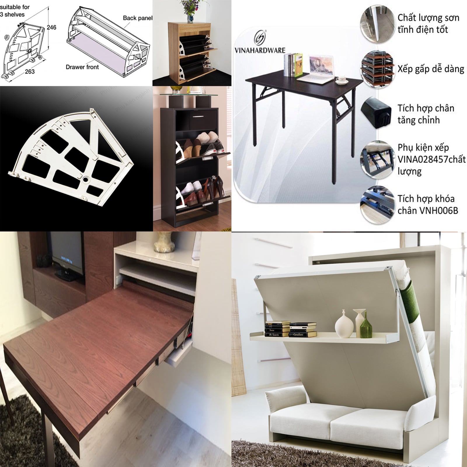 Các loại phụ kiện xếp gọn thông minh trong ngành gỗ?