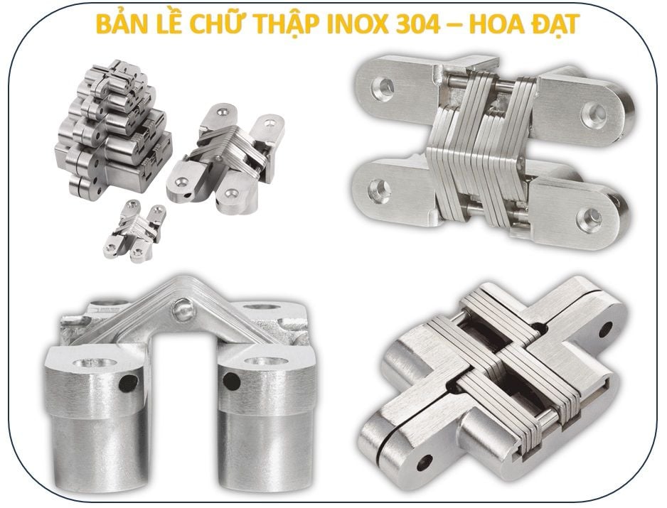 Thông số bảng lề chữ thập cửa đi cửa tủ loại inox 304 Vinahardware