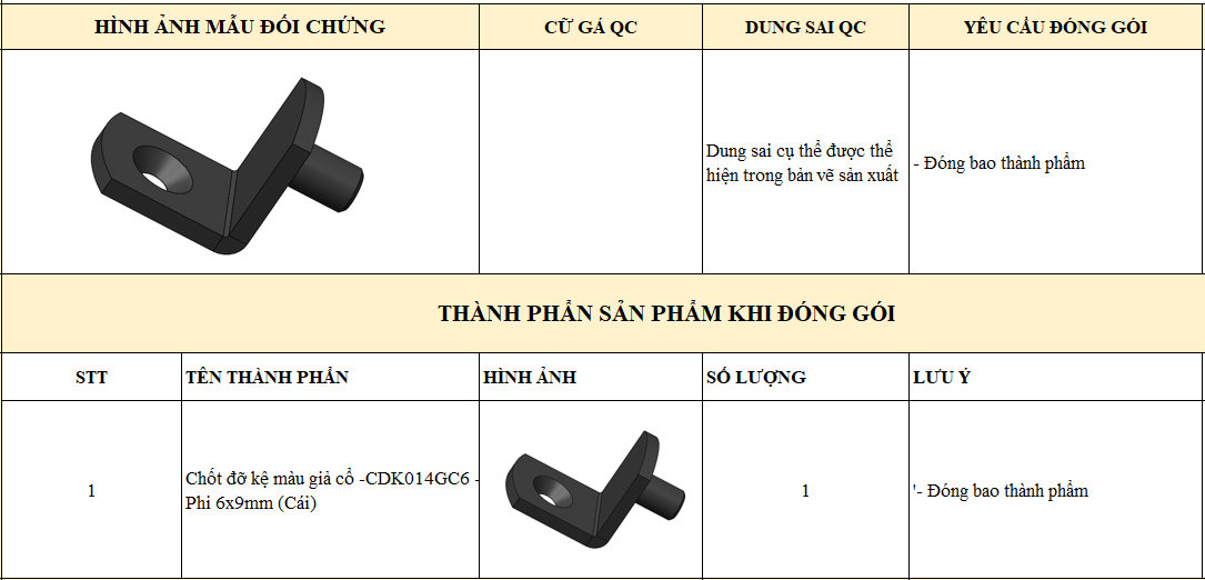 CHỐT ĐỠ KỆ VNH