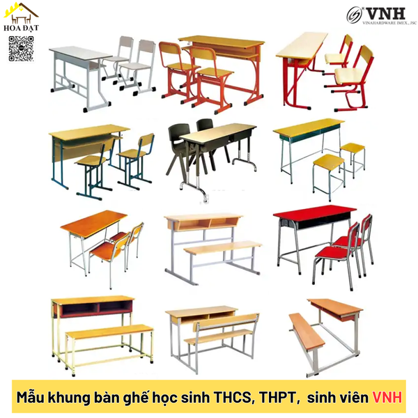 Hoa Đạt cung cấp các mẫu khung bàn ghế học sinh THCS, sinh viên, THPT toàn quốc, giá tại xưởng