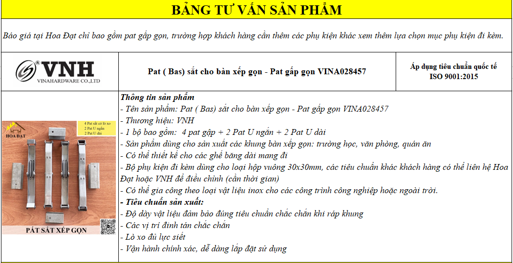 pat sắt gấp gọn vnh