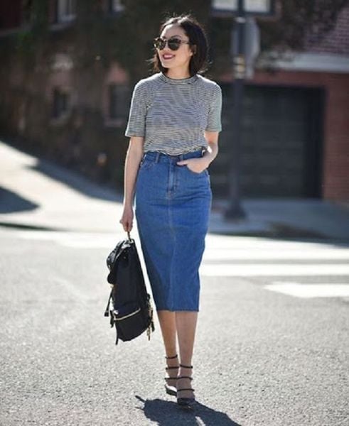 Những Cách Mix Đồ Với Chân Váy Jeans Chuẩn Đẹp Nhất