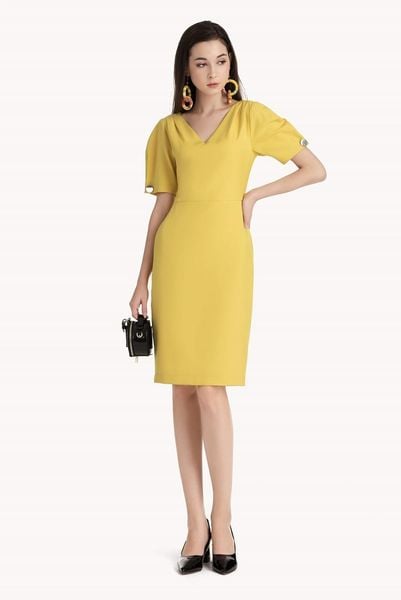 Đầm váy freesize Màu Vàng Đồng Cổ Trụ Tùng Dập Li Siêu Xinh - Đầm, váy nữ |  ThờiTrangNữ.vn