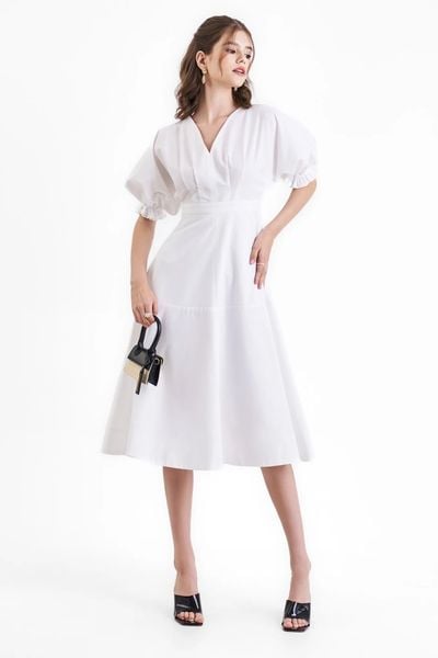 Chân váy midi Lovito kiểu chữ A viền xếp nếp màu trơn thường ngày cho nữ  LNA10128 Màu trắng Giá tốt, Mẫu đẹp