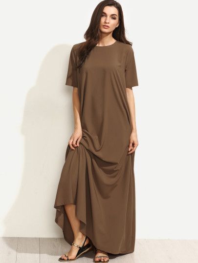 210 Váy Maxi Thun Gân Tay Cộc Dáng Xoè Form Dài Váy Cotton Trơn Dáng Dài   Shopee Việt Nam