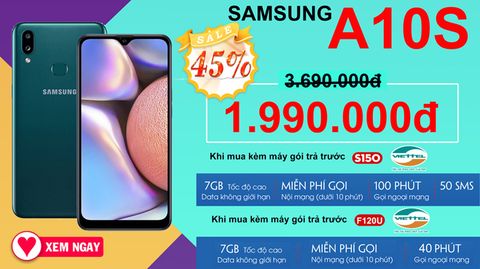 Từ ngày 01/4 - 30/4 Mua Samsung Galaxy A10S Hot Sale 45% giá chỉ 1.990.000đ