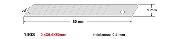 Quy cách đóng gói	Hộp 10 cái
Chất liệu	Inox
Model	1404C
Kích thước	Kích thước lưỡi dao: 18 (mm)
Nhà sản xuất	SDI
Xuất xứ	Đài Loan
Màu sắc	Bạc