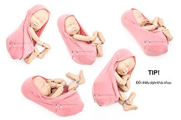 Hướng dẫn quấn khăn chụp hình bé sơ sinh