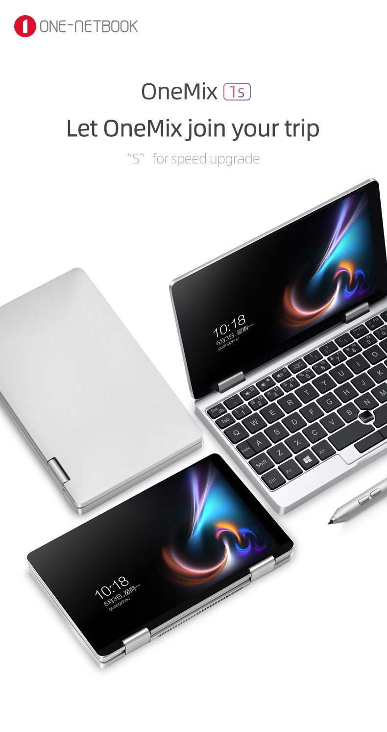 Laptop mini máy tính bỏ túi One Netbook One Mix 1S Yoga (Màn hình tách rời, Intel Celeron 396Y Dual, Core 7, 8GB DDR3 128GB PCI-E SSD, bút cảm ứng)