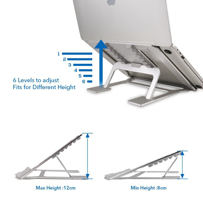 Dock tản nhiệt tích hợp giá đỡ bằng kim loại gập gọn nhiều nấc dùng cho Laptop, Macbook Promax CR04 (Bạc)