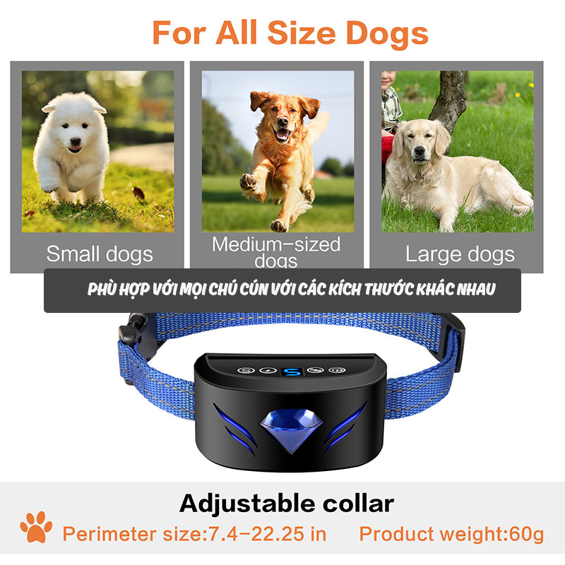Vòng cổ chống chó sủa 7 cấp độ kèm đèn LED Aturos N1 Dog Collar