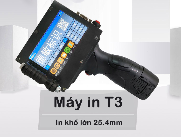 Máy in date cầm tay thông minh khổ lớn 25.4mm Promax T3 (In logo, in mã vạch, in kí tự, in hạn sử dụng, ngày sản xuất trên mọi chất liệu)