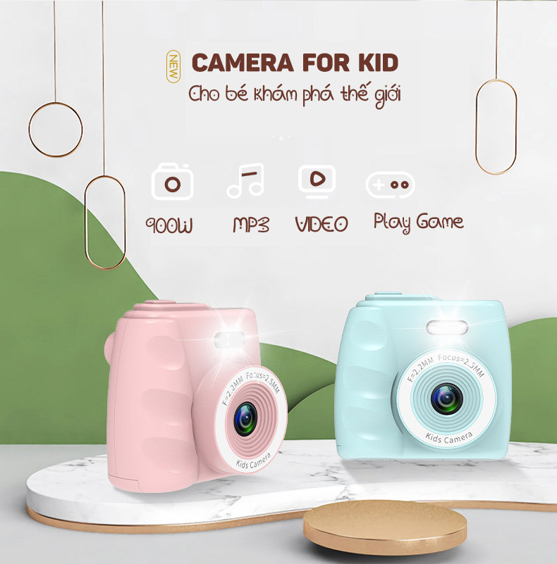 Máy chụp hình mini cho bé Aturos ES-P10 tích hợp camera 5MP, chơi game, nghe nhạc, quay video full HD (Màu Blue)