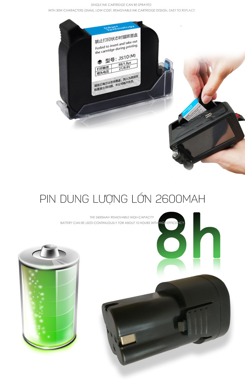 Máy in date mini cầm tay in date, in logo, in số lô, ngày sản xuất, hạn sử dụng Promax Printer T5 50mm (Có hỗ trợ tiếng Việt)