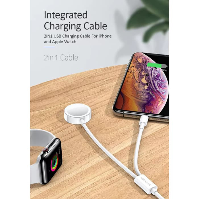 Cáp sạc cho iPhone, Apple Watch 2 trong 1 USAMs US-CC076 2IN1 USB Charging Cable