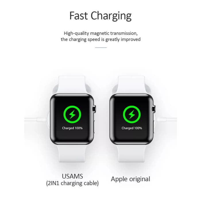 Cáp sạc cho iPhone, Apple Watch 2 trong 1 USAMs US-CC076 2IN1 USB Charging Cable