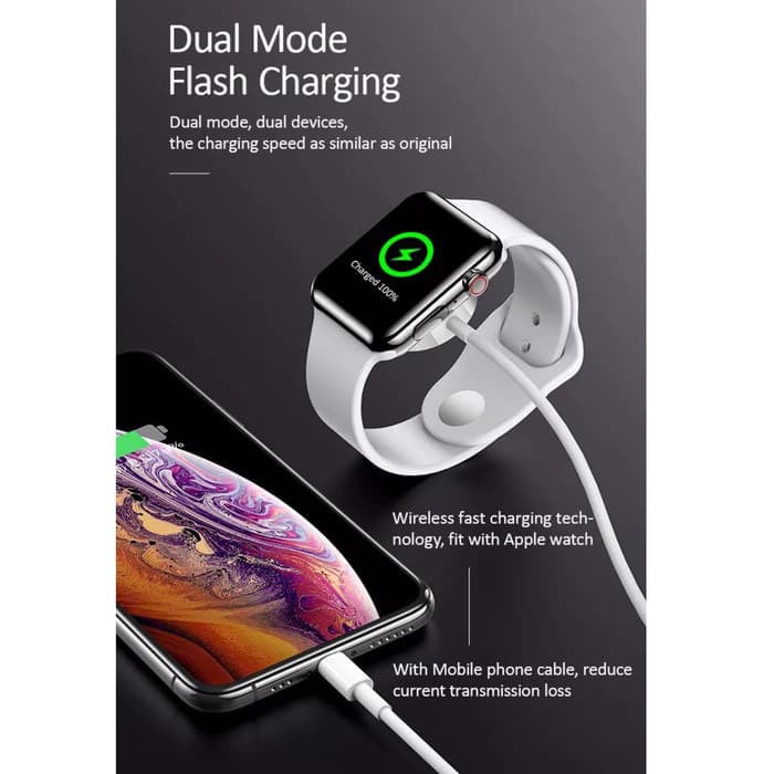 Cáp sạc cho iPhone, Apple Watch 2 trong 1 USAMs US-CC076 2IN1 USB Charging Cable