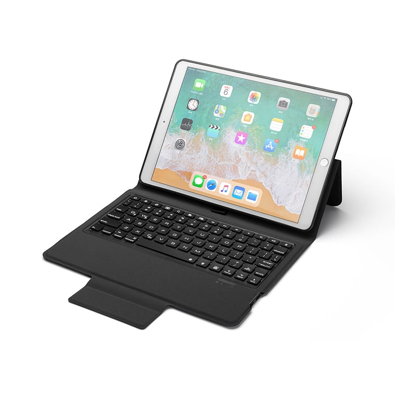 Bàn phím Bluetooth có đèn kèm bao da slim và khay đựng bút pencil cho iPad 10.2 2019 P102(Màu đen