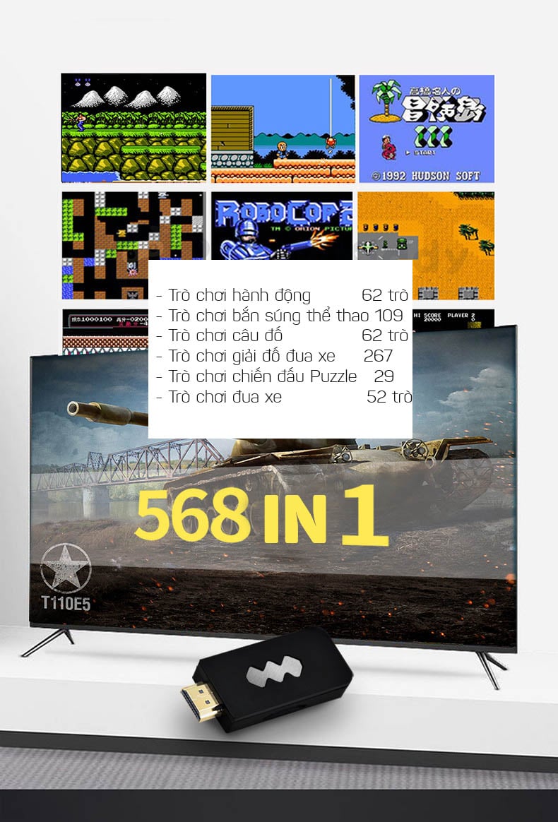 Máy chơi game 4 nút HDMI di động mini dùng cho TV và Laptop Aturos RS-53