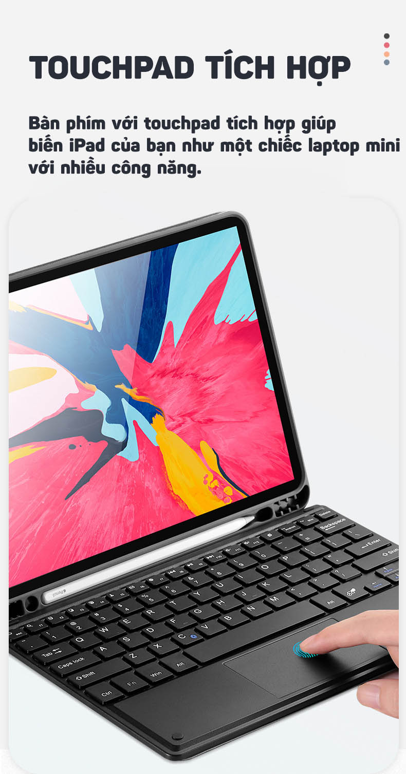 Bàn phím bluetooth kèm bao da tích hợp touchpad cho iPad Pro 12.9 2018/2020 Aturos HK131C 
