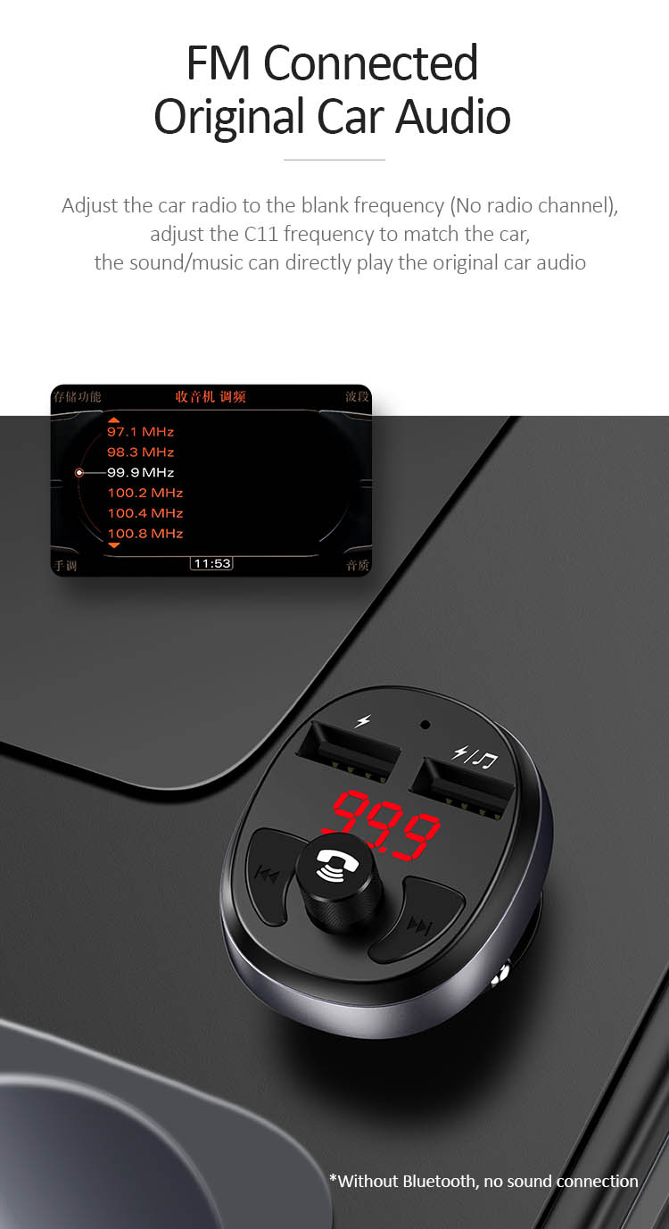 Máy phát thanh không dây cho xe hơi US-CC062 C11 Wireless Car FM Transmitter