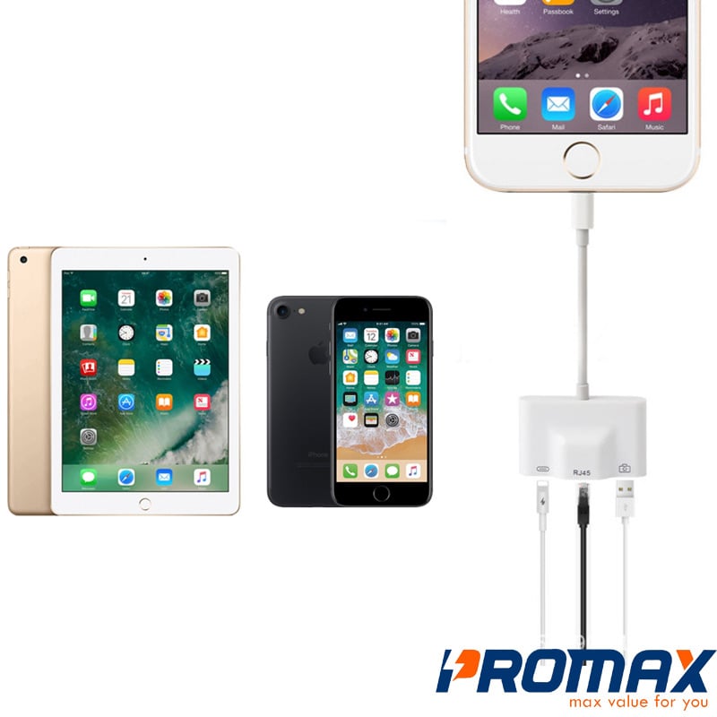 Adapter Lightning Ethernet USB RJ45 cho iPhone/ iPad giá rẻ