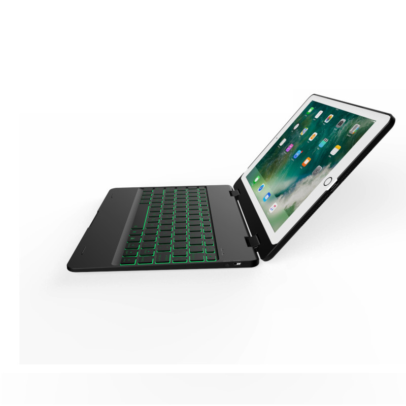 Bàn phím Bluetooth cho iPad Air 2 , Pro 9.7, iPad 2018, iPad 2017 Promax F181/F19 (Biến iPad thành Macbook) có đèn kèm bao da case tách rời - Đen