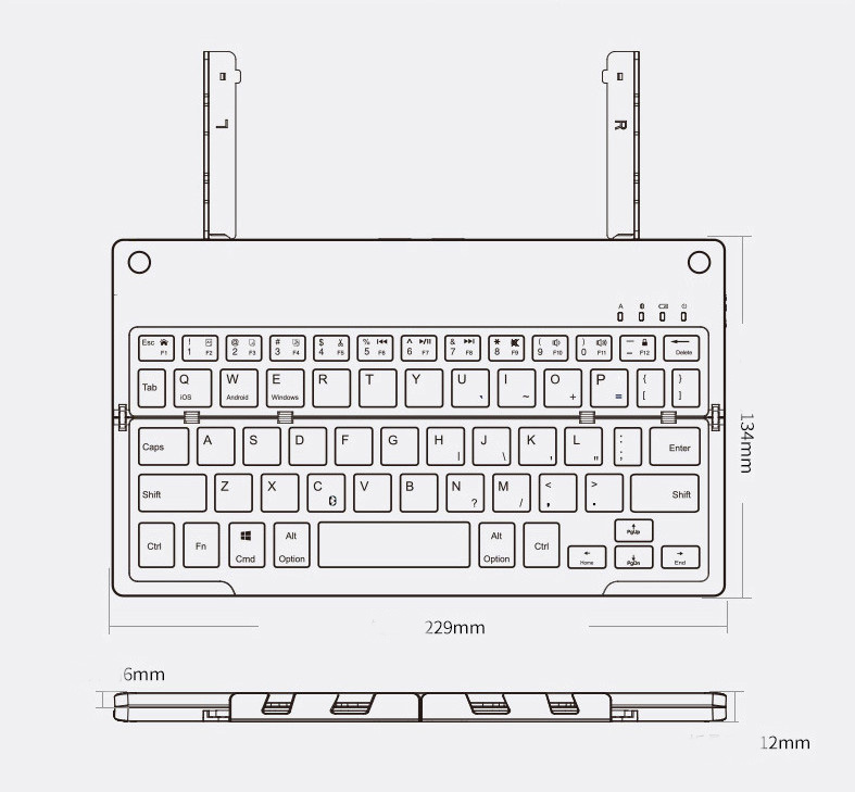 Bàn phím bluetooth gập gọn kèm giá đỡ cho iPad, iPhone, Android, Windows Promax B048 - Đen