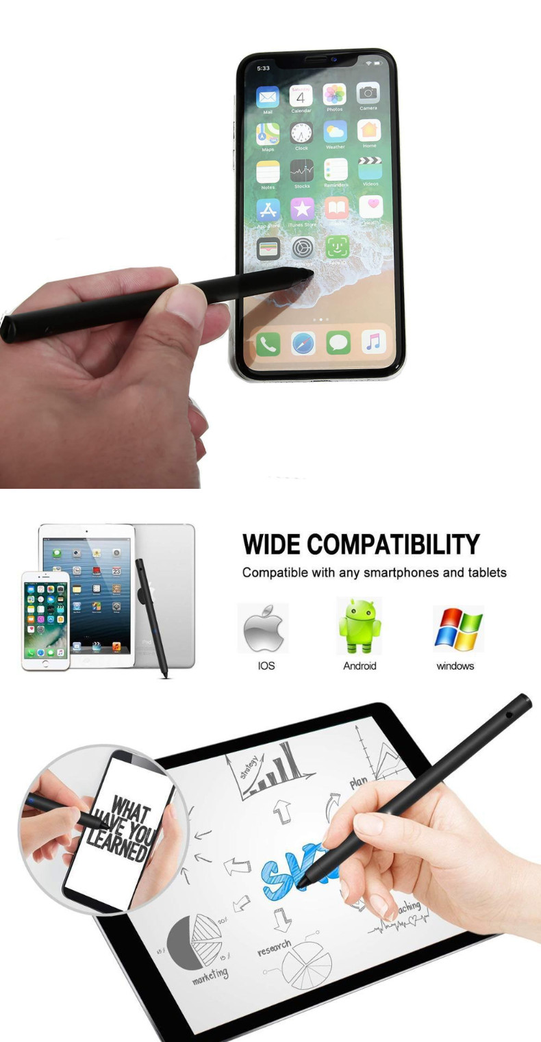 Bút cảm ứng stylus đầu ngòi nhỏ có thể điều chỉnh cho iPad, iPhone, Android Promax P1 (Đen, Xám)