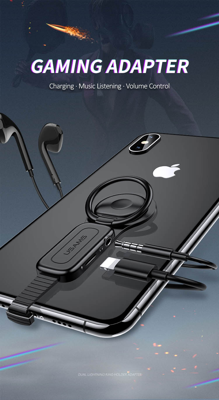Bộ chuyển đổi sạc cho iPhone đầu Lightning tích hợp cổng Audio 3.5mm USAMS US-SJ275 AU06