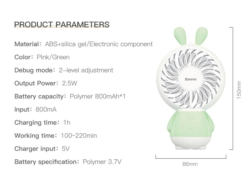 Quạt bàn mini Baseus LED USB FAN 2