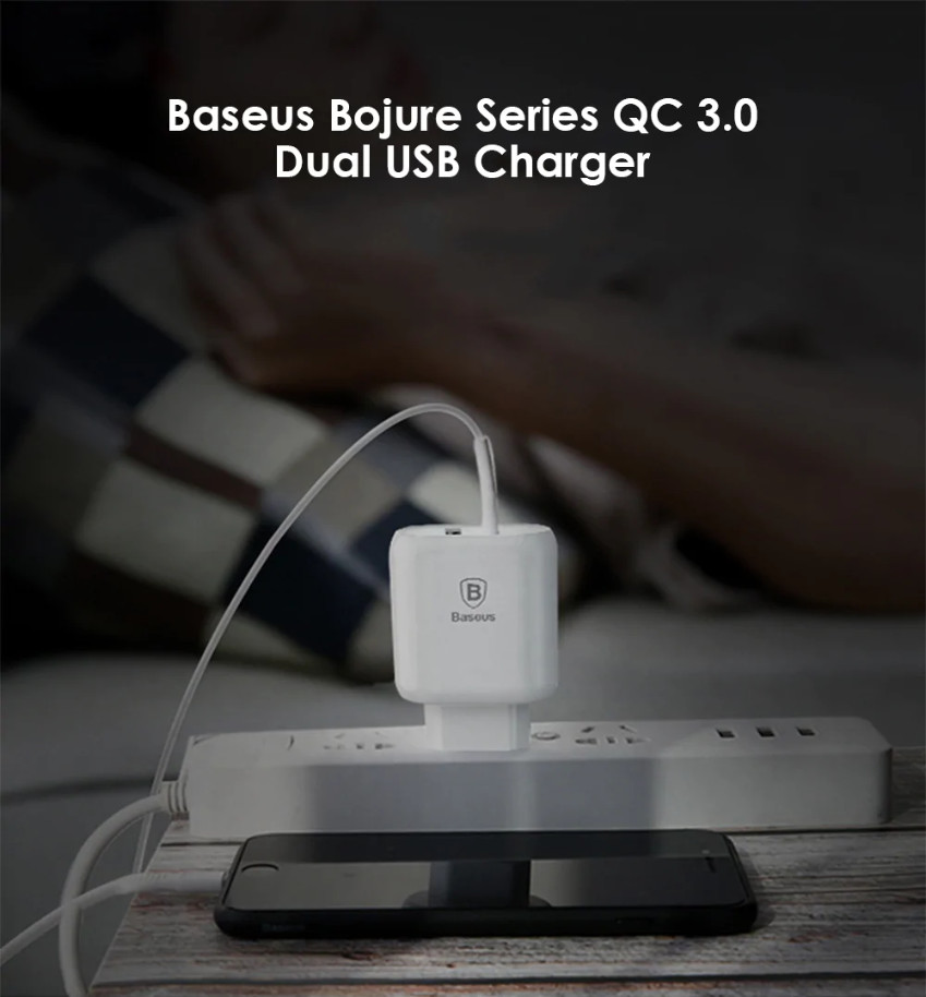 Sạc nhanh 2 cổng USB Baseus Bojure Series QC 3.0 - White